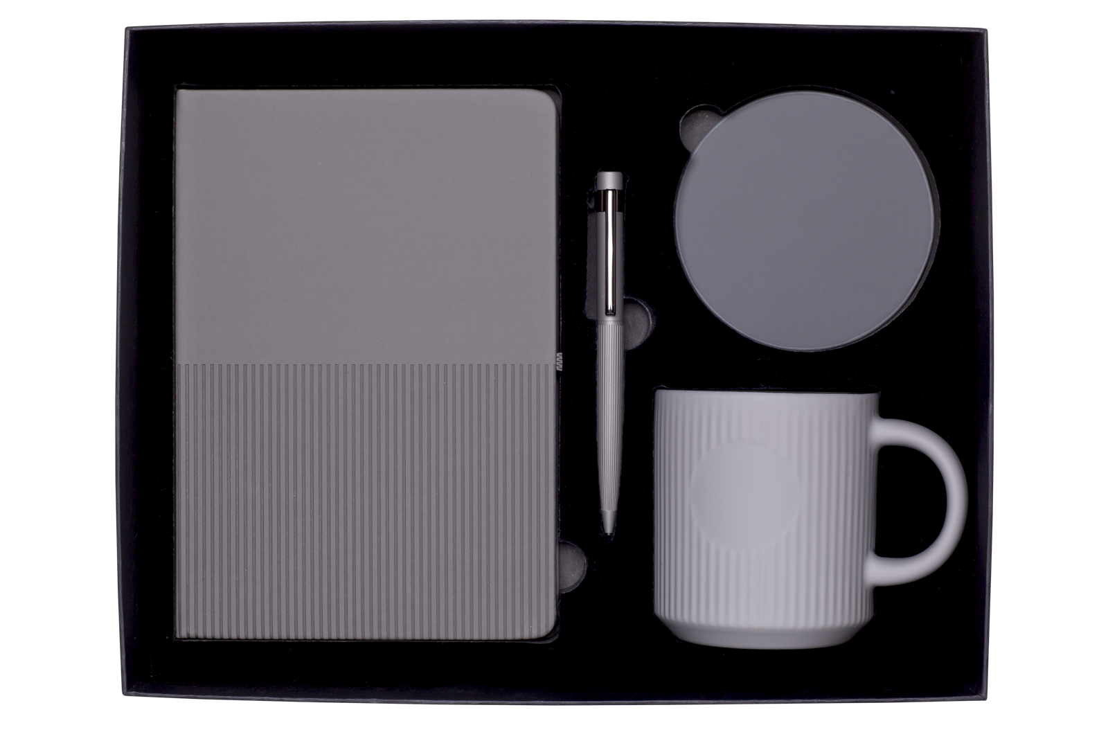 NAVARO SET BP+zápisník+hrnek šedá